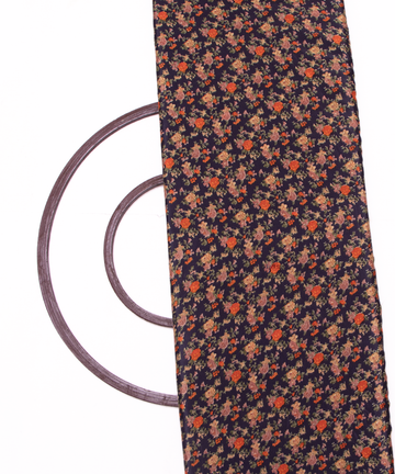 Black Colour Floral Print Satin Fabric